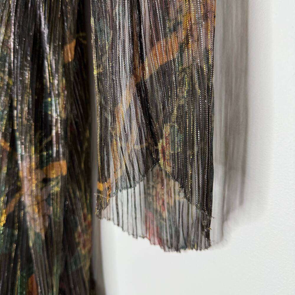 ba&sh Hendrix Floral Metallic Plissé Knit Long Sleeve Maxi Dress Size 0 XS Black - Picture 6 of 15